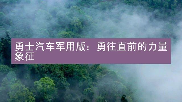 勇士汽车军用版：勇往直前的力量象征