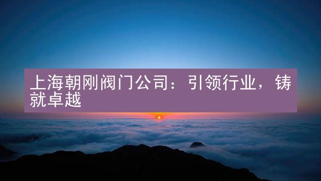 上海朝刚阀门公司：引领行业，铸就卓越