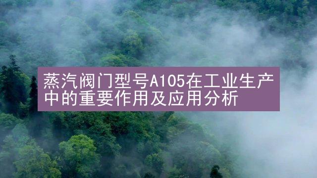 蒸汽阀门型号A105在工业生产中的重要作用及应用分析